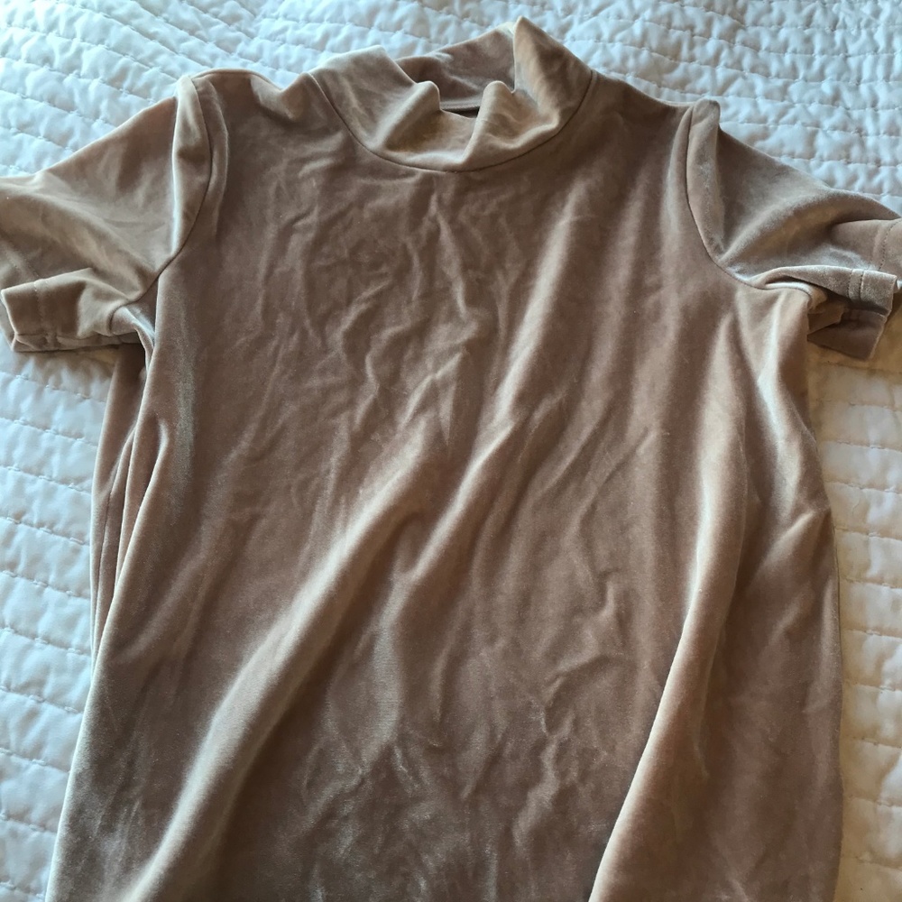 MADEWELL blush velvet mockneck XXS short sleeve